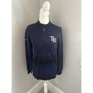 Levelwear Womens Small Sweater  Tampa Bay Half Zip Navy Black‎